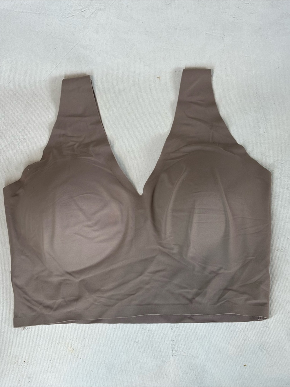 True and Co Seamless V-Neck Wireless Bra - Taupe, large